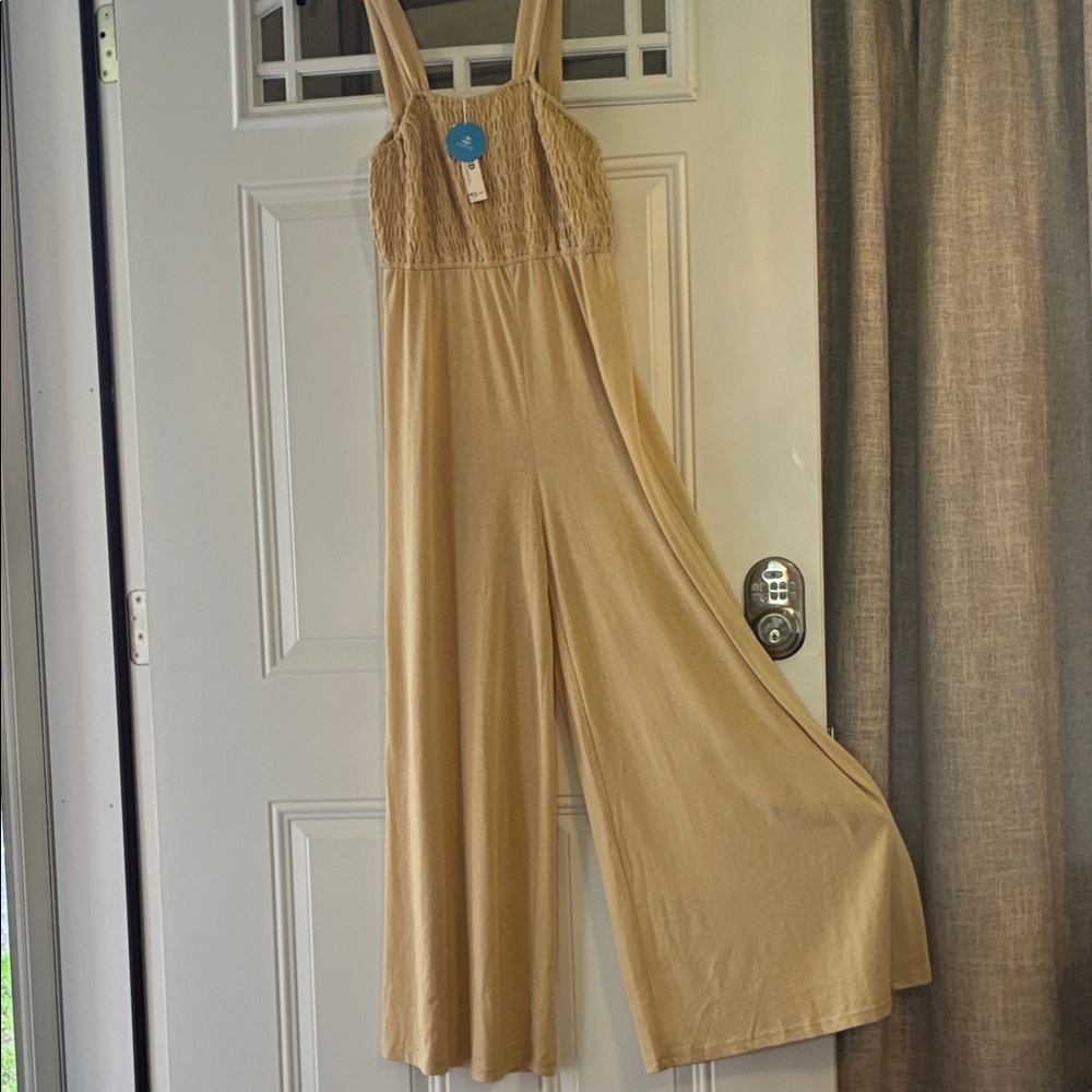 Cupshe Womens Wide-Leg Jumpsuit in Beige